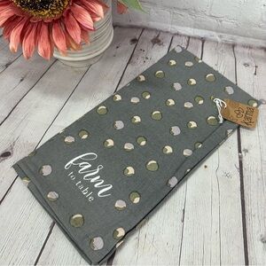 NWT karma Gray Polka Dot Kitchen tea Towel 100% cotton farm to table
